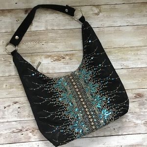 Turquoise and Black Sequin Purse